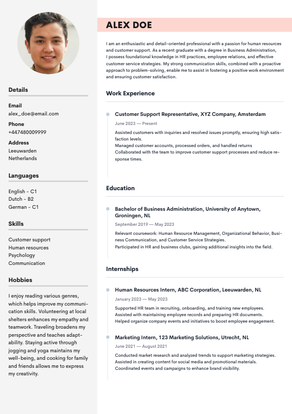 Create a resume for free